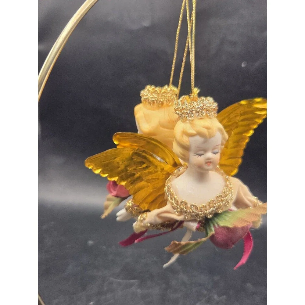 Lot Of 2 Vintage Victorian Style Angel Ornaments